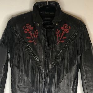Vintage Men’s XS fringe Biker jacket Rose